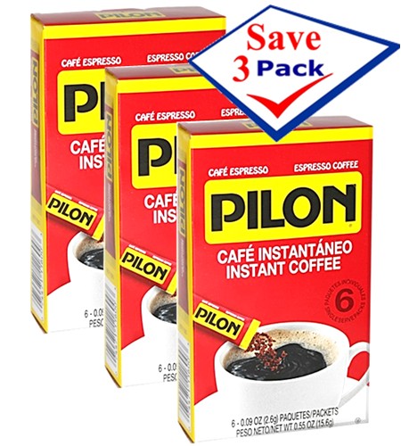Pilon Instant Coffee  6 Packets  0.55 oz Pack of 3